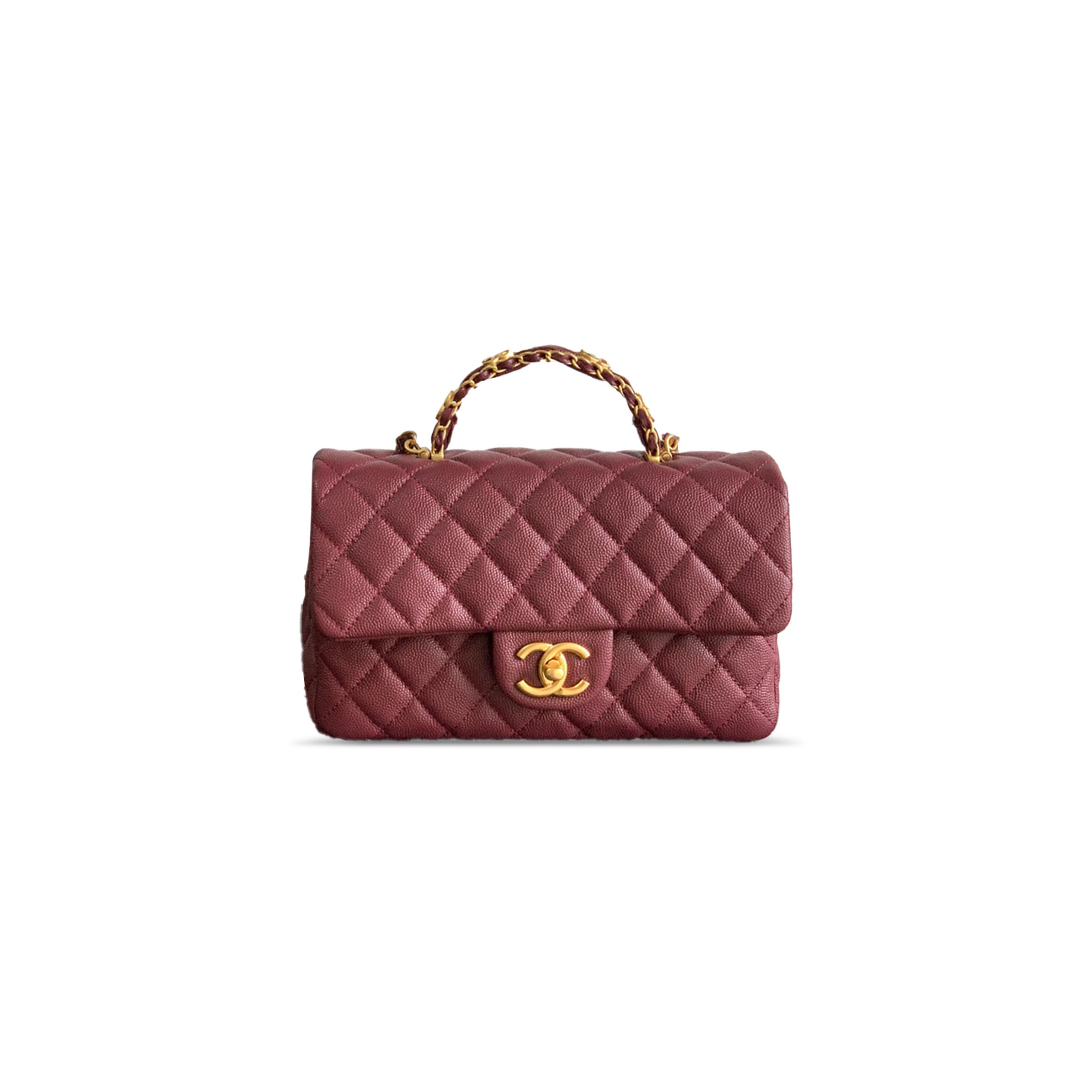 CHANEL SMALL FLAP HANDLE CALFSKIN CAVIAR AS5702 (22.5*13.5*6cm）